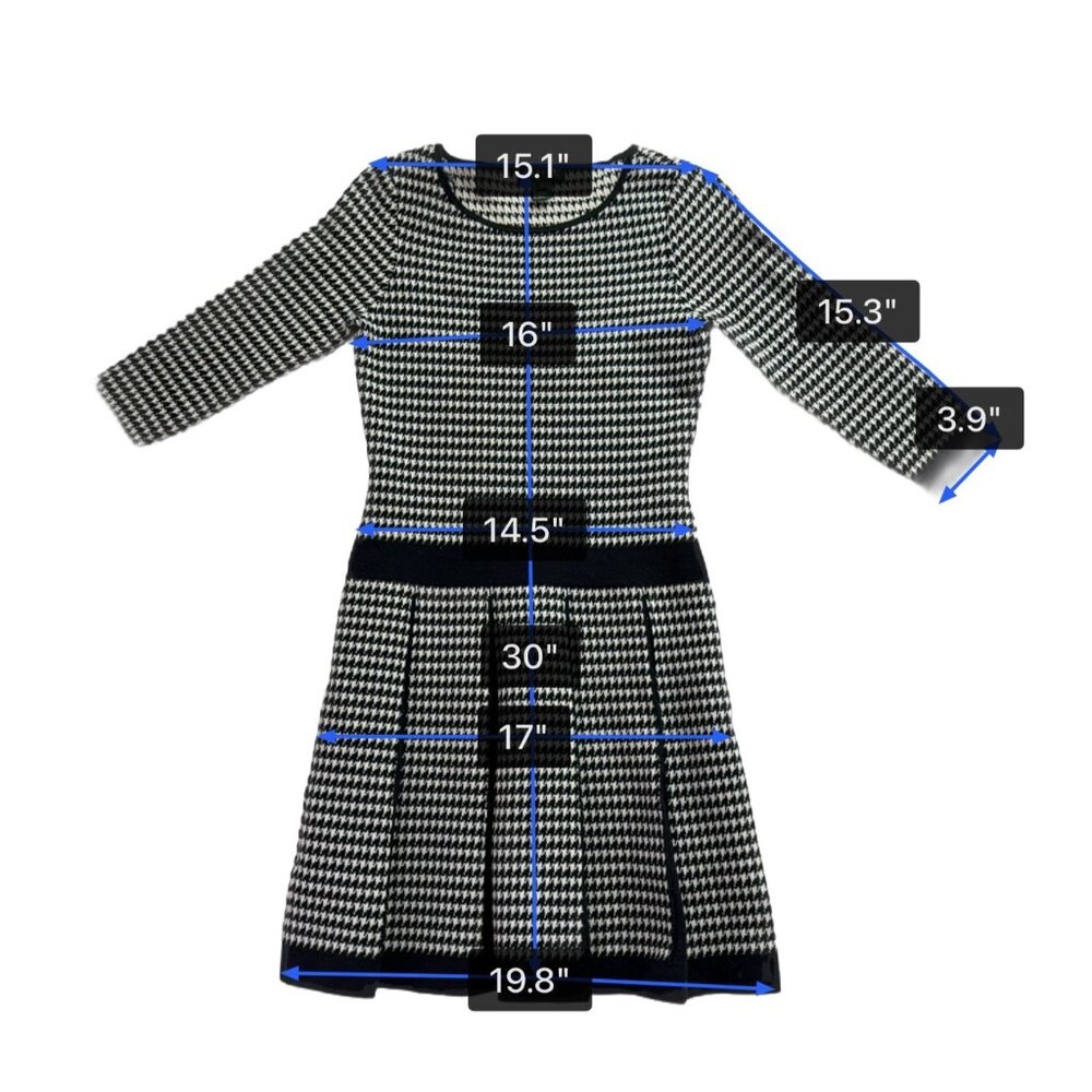 Lauren Ralph Lauren Womens Black & White Houndstooth Pleated Dress Sz M - Picture 10 of 10